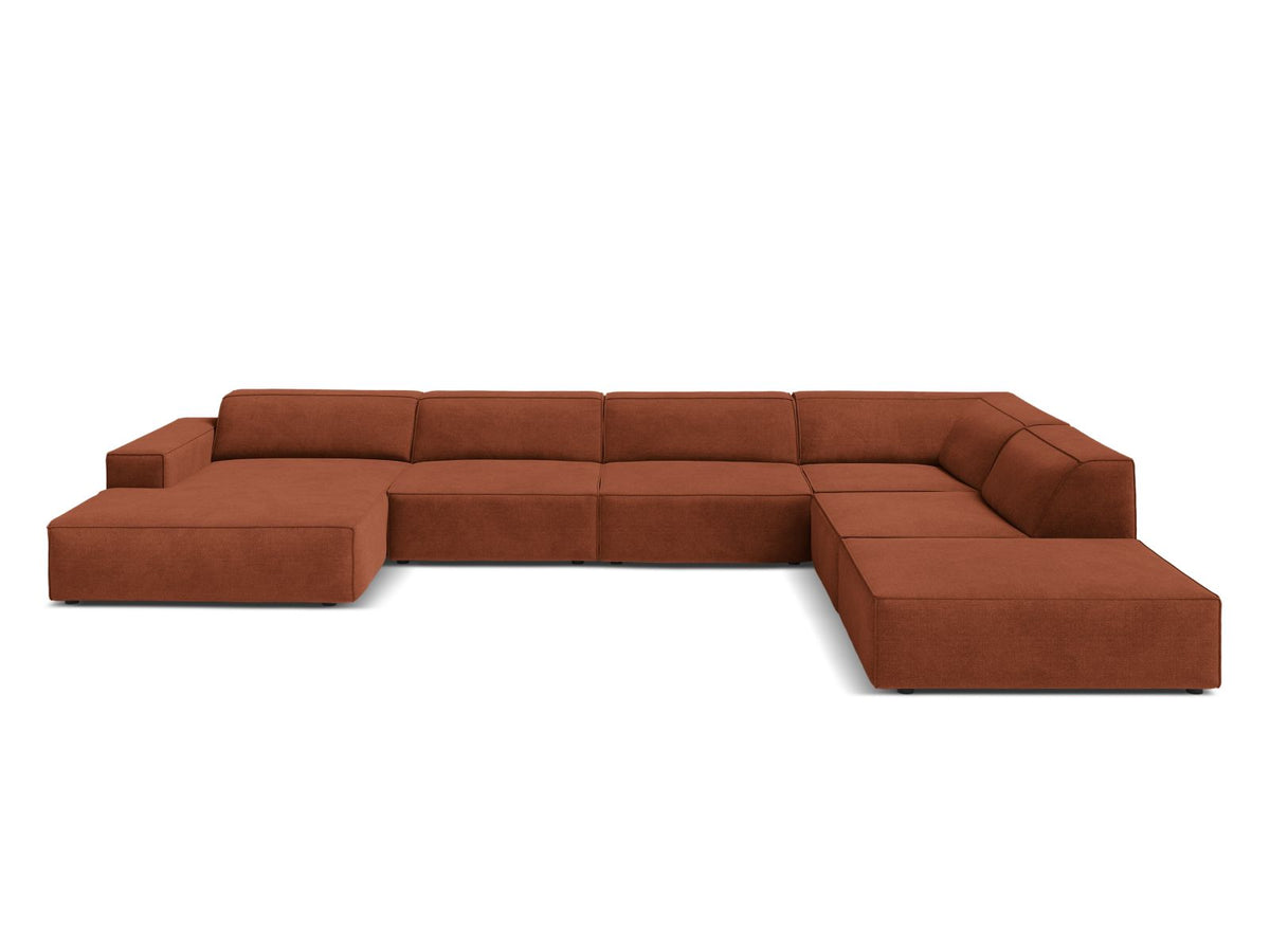 Jodie — Panoramic Sofa Brick (Liberty 9) Black Plastic Right