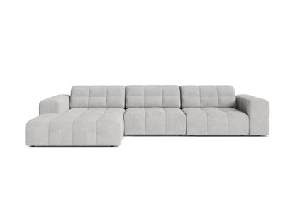 Jennifer — Corner Sofa Silver (Eden 17 Silver) Black Plastic Left
