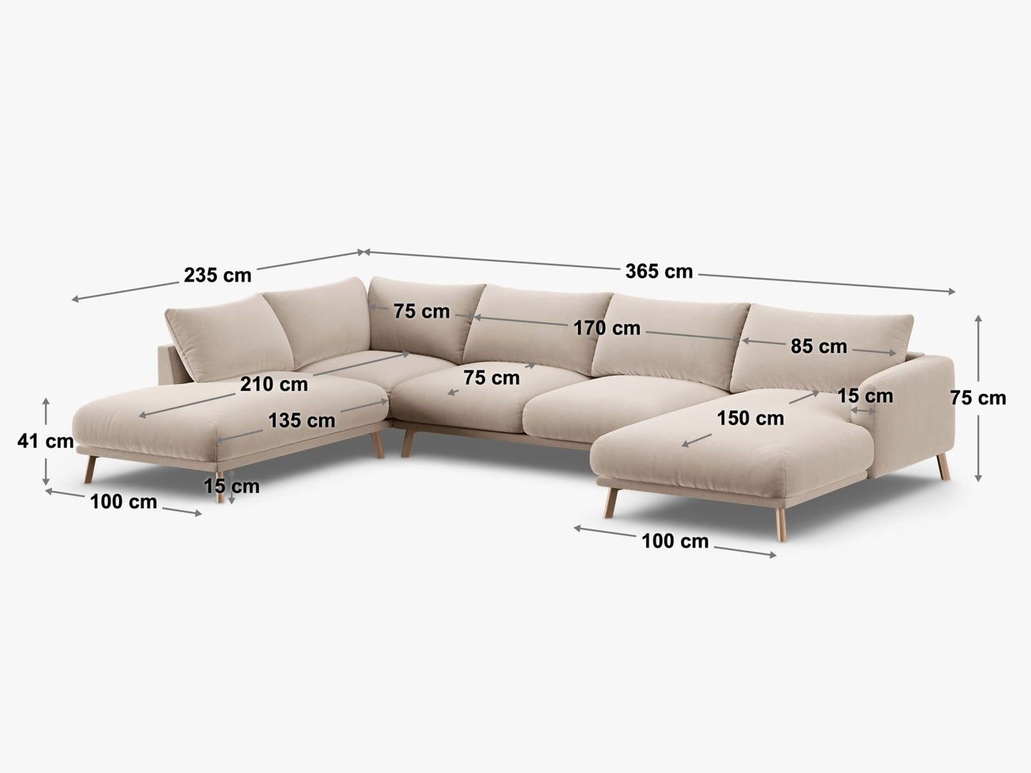 Naomi — Panoraminė sofa (365,0 x 235,0 x 75,0 cm)
