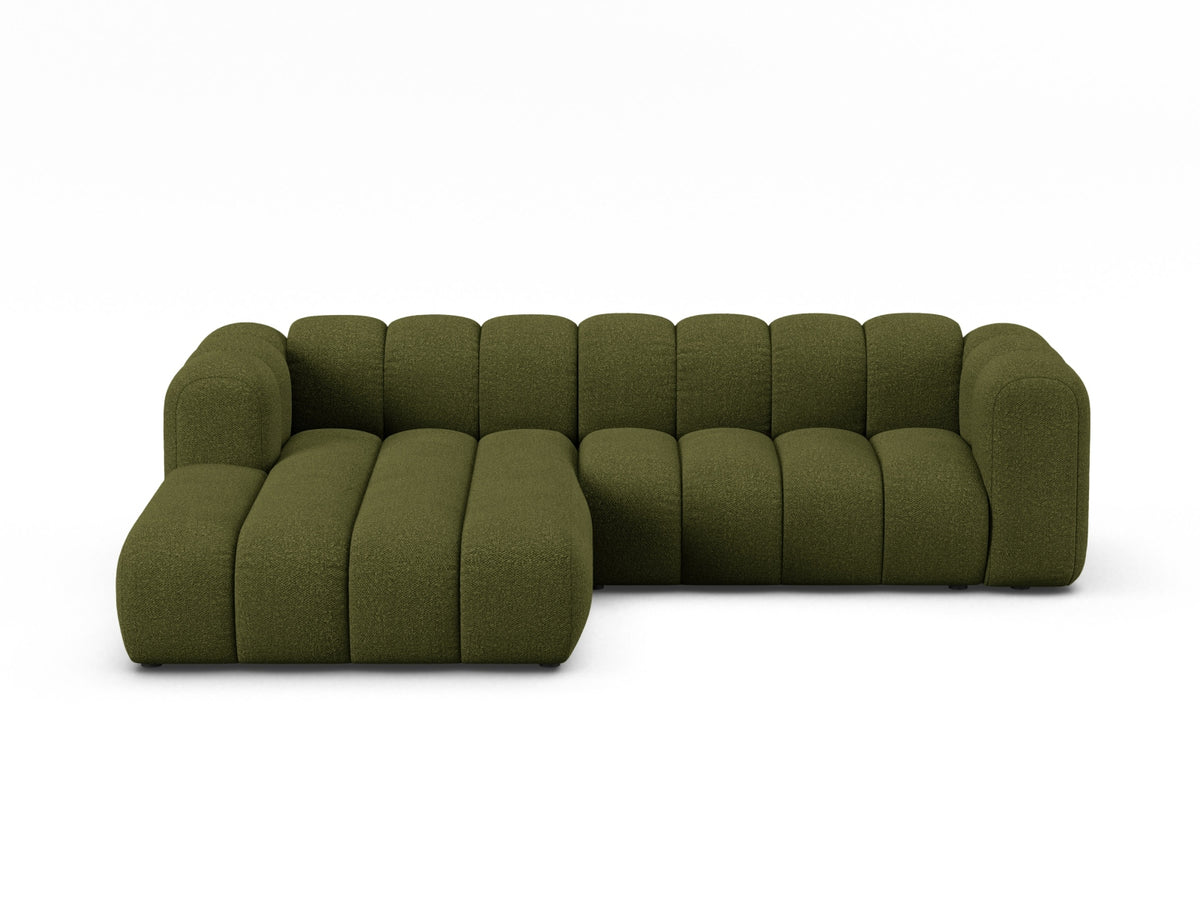 Lupine — Corner Sofa Dark Olive Green (Baloo 2090) Black Plastic Left