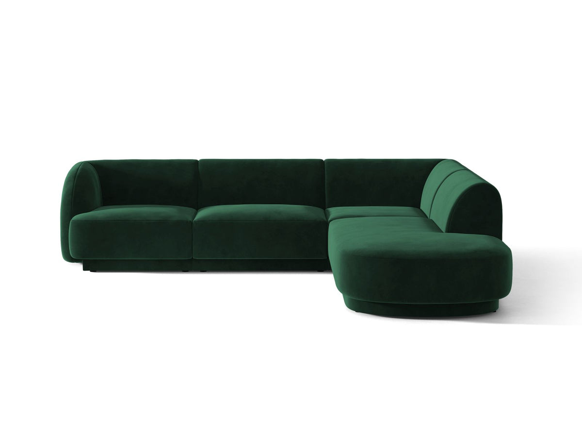 Miley — Corner Sofa Bottle Green (Bluvel 78) Black Plastic Right