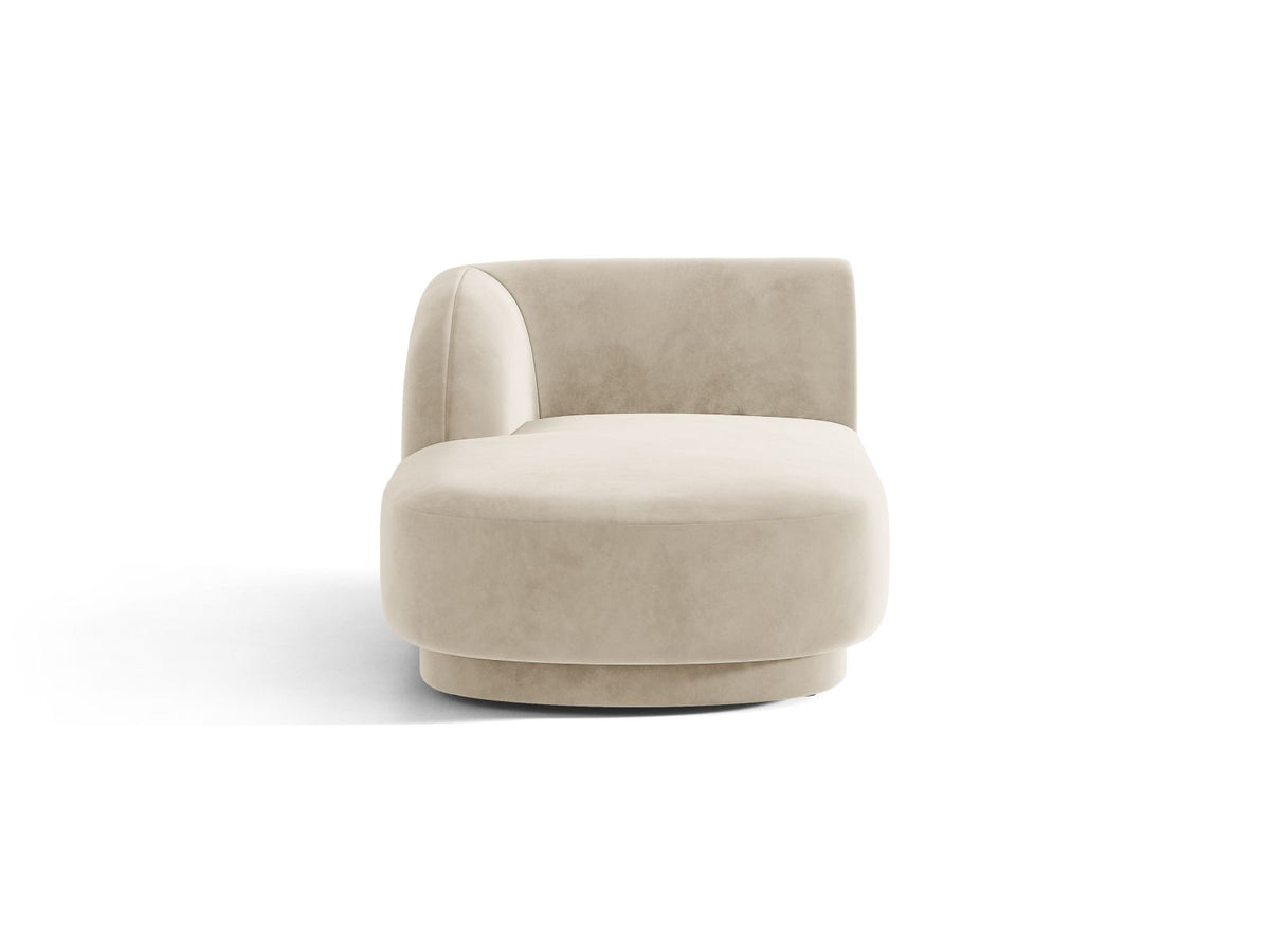 Miley — Chaise Longue Dark Beige (Bluvel 30) Black Plastic Left