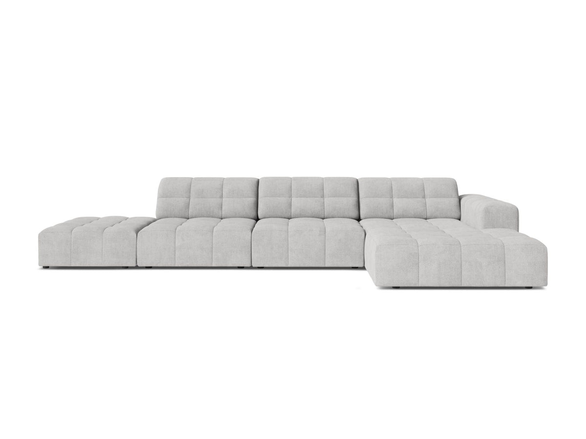 Jennifer — Corner Sofa Silver (Eden 17 Silver) Black Plastic Right