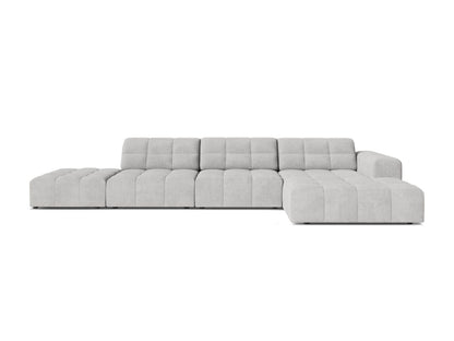 Jennifer — Corner Sofa Silver (Eden 17 Silver) Black Plastic Right