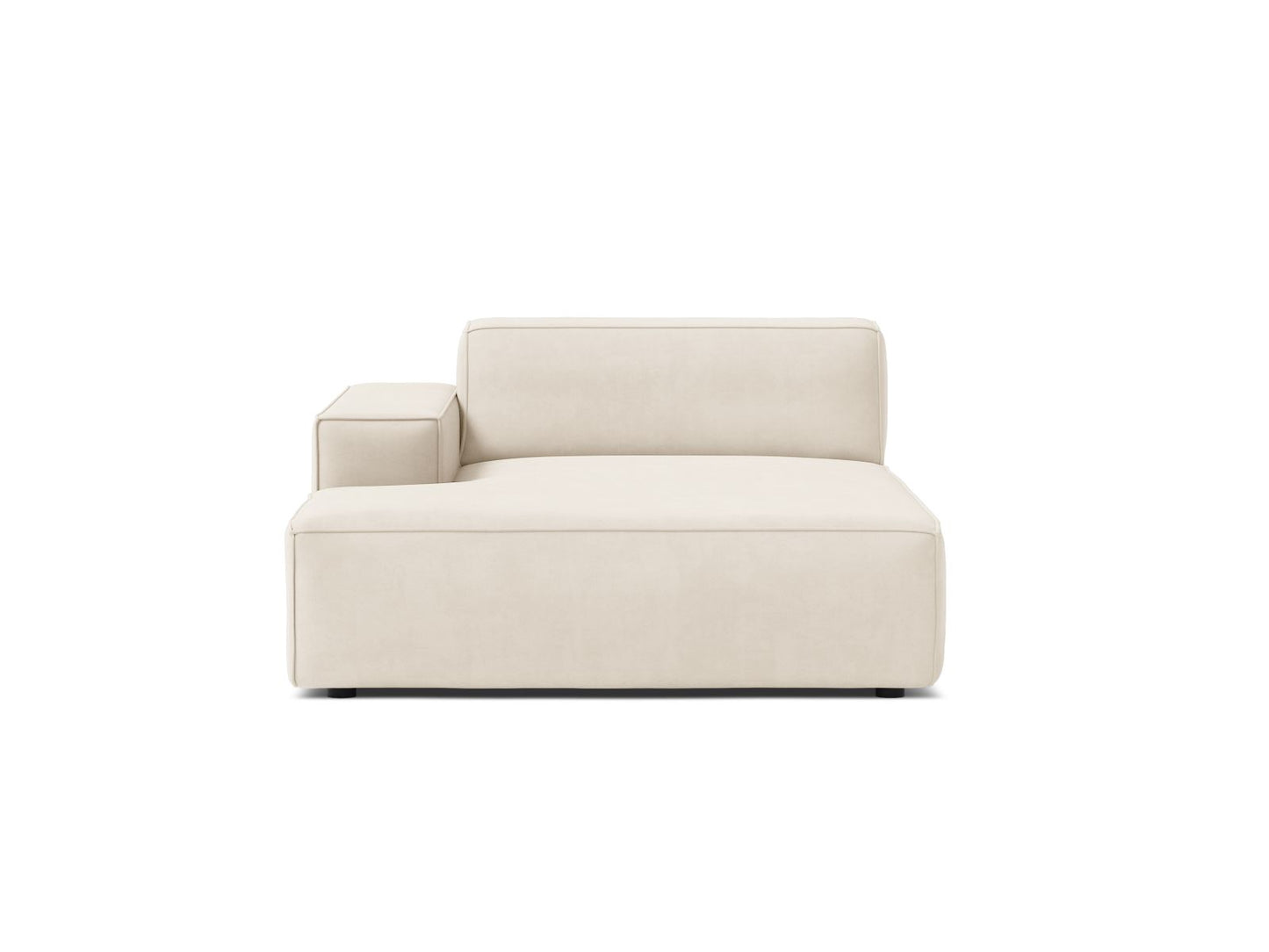 Jodie — Chaise Longue Light Beige (Bluvel 22) Black Plastic Left