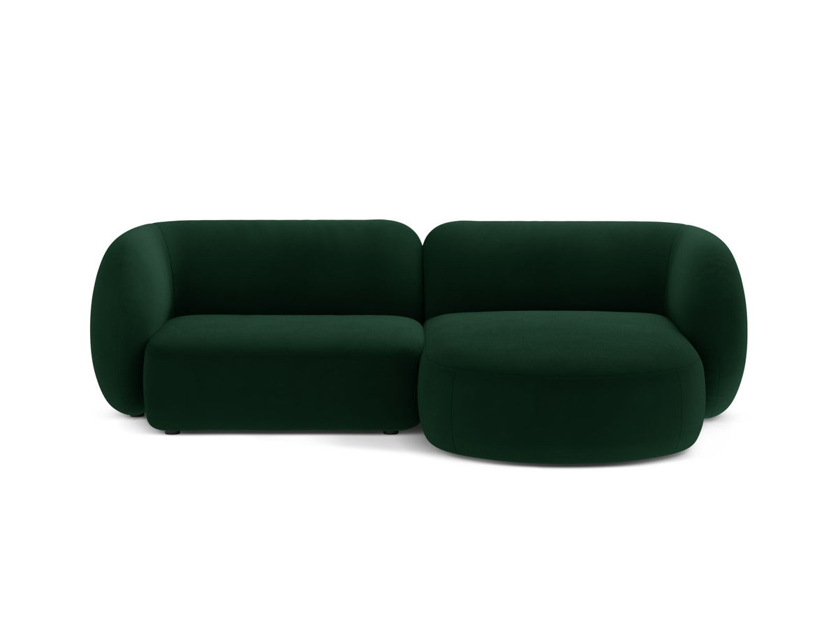 Kate — Corner Sofa Bottle Green (Salvador 7) Black Plastic Right