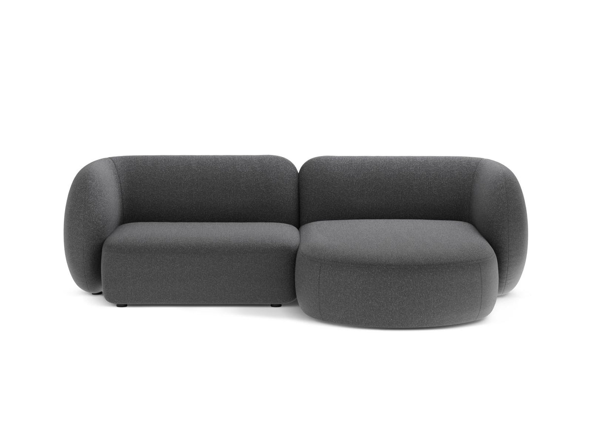 Kate — Corner Sofa Dark Grey Melange (Puente 94) Black Plastic Right