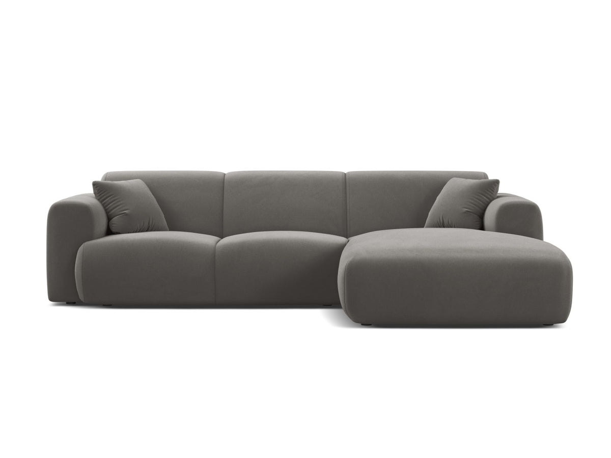 Molino — Corner Sofa Grey (Casino Stone) Black Plastic Right