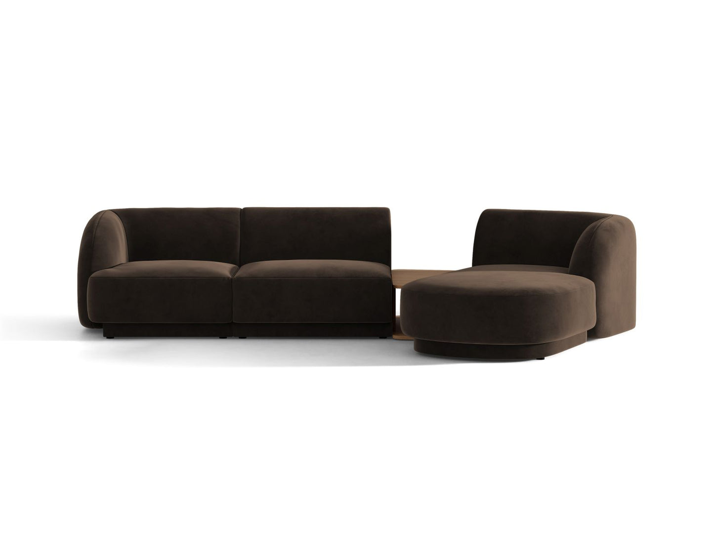 Miley — Sofa Dark Brown (Bluvel 48) Black Plastic Right
