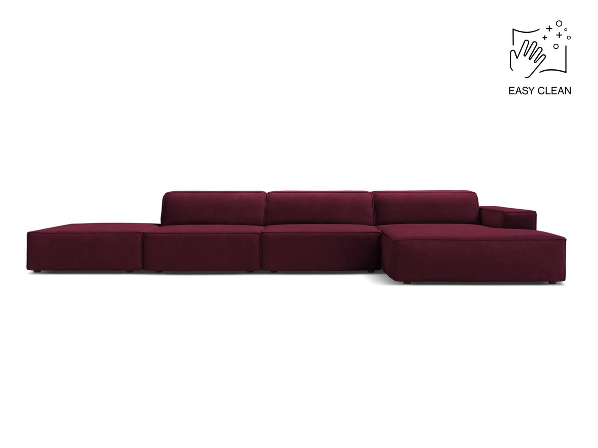 Jodie — Corner Sofa Burgundy (Venus 2932) Black Plastic Right