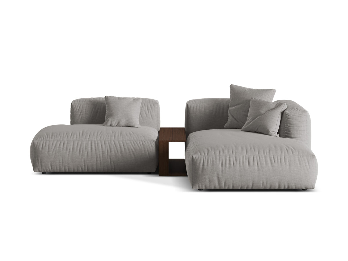 Martina — Corner Sofa Light Grey (Boston Light Grey) Black Plastic Right