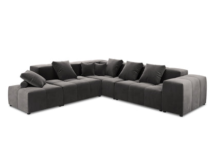 Rome — Corner Sofa Dark Grey (Salvador 18) Black Plastic