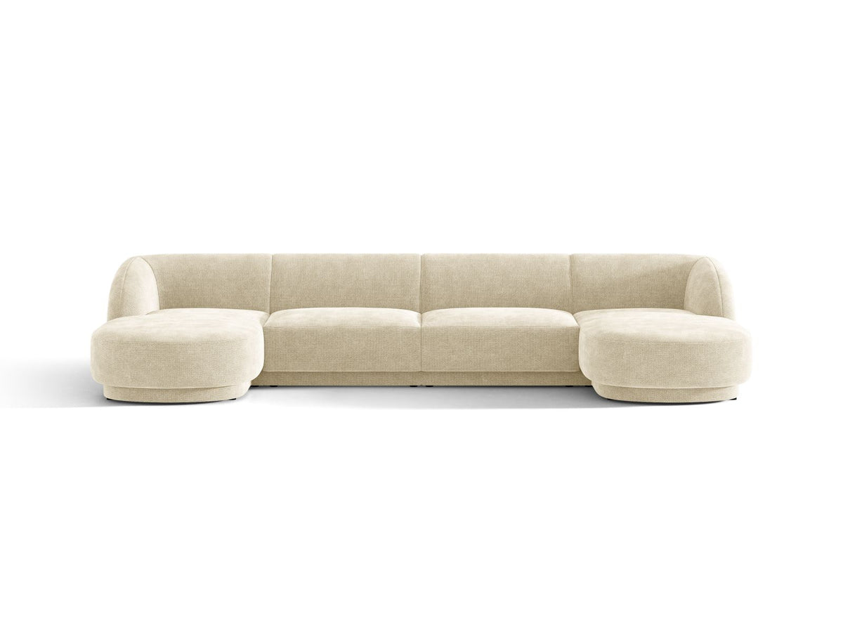 Miley — Panoramic Sofa Light Beige (Haga 23) Black Plastic