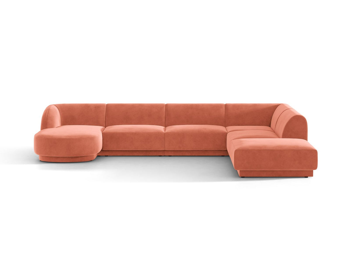 Miley — Panoramic Sofa Coral (Venus 2933) Black Plastic Right