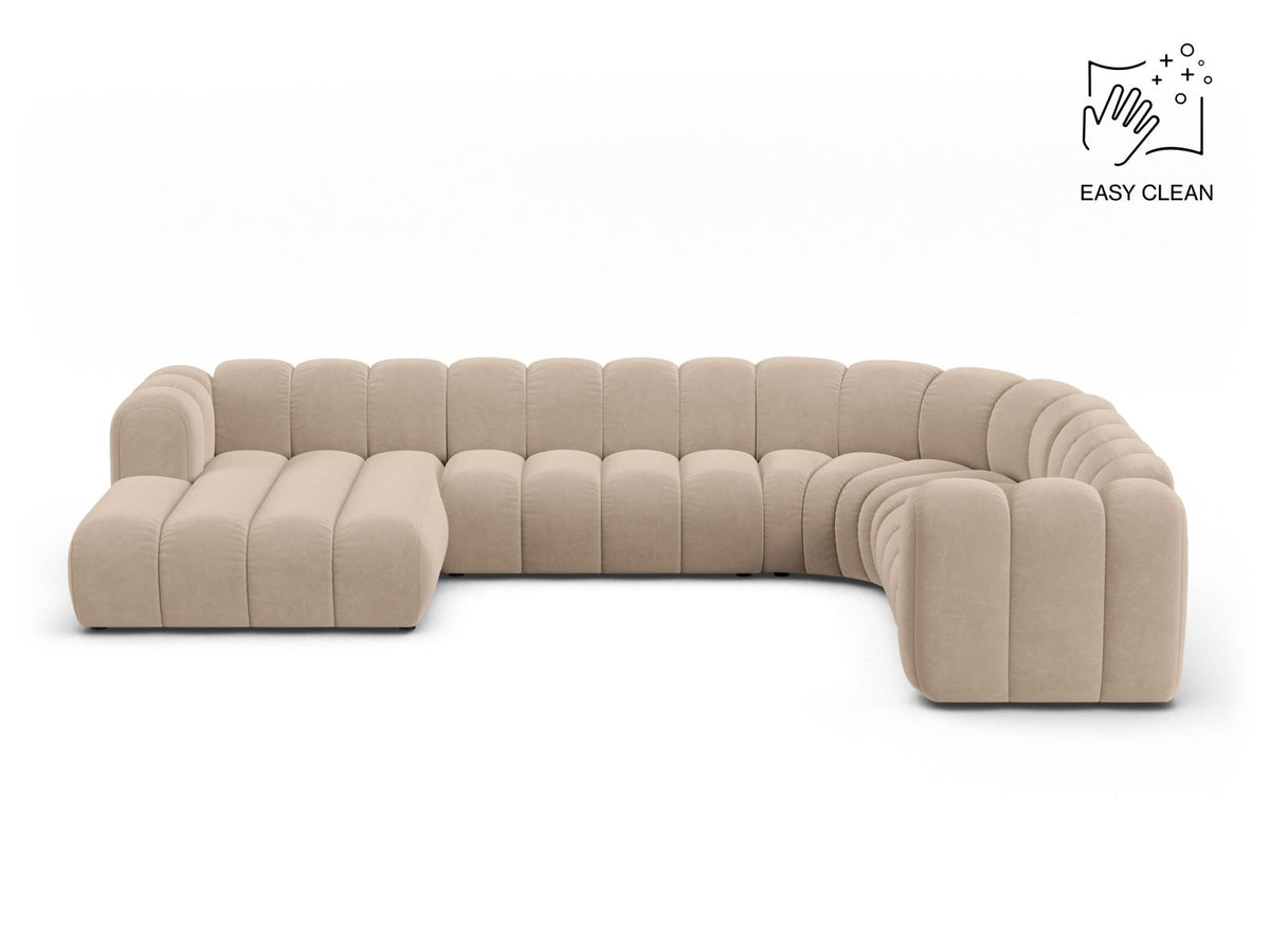 Lupine — Panoramic Sofa Beige (Venus 2928) Black Plastic Right