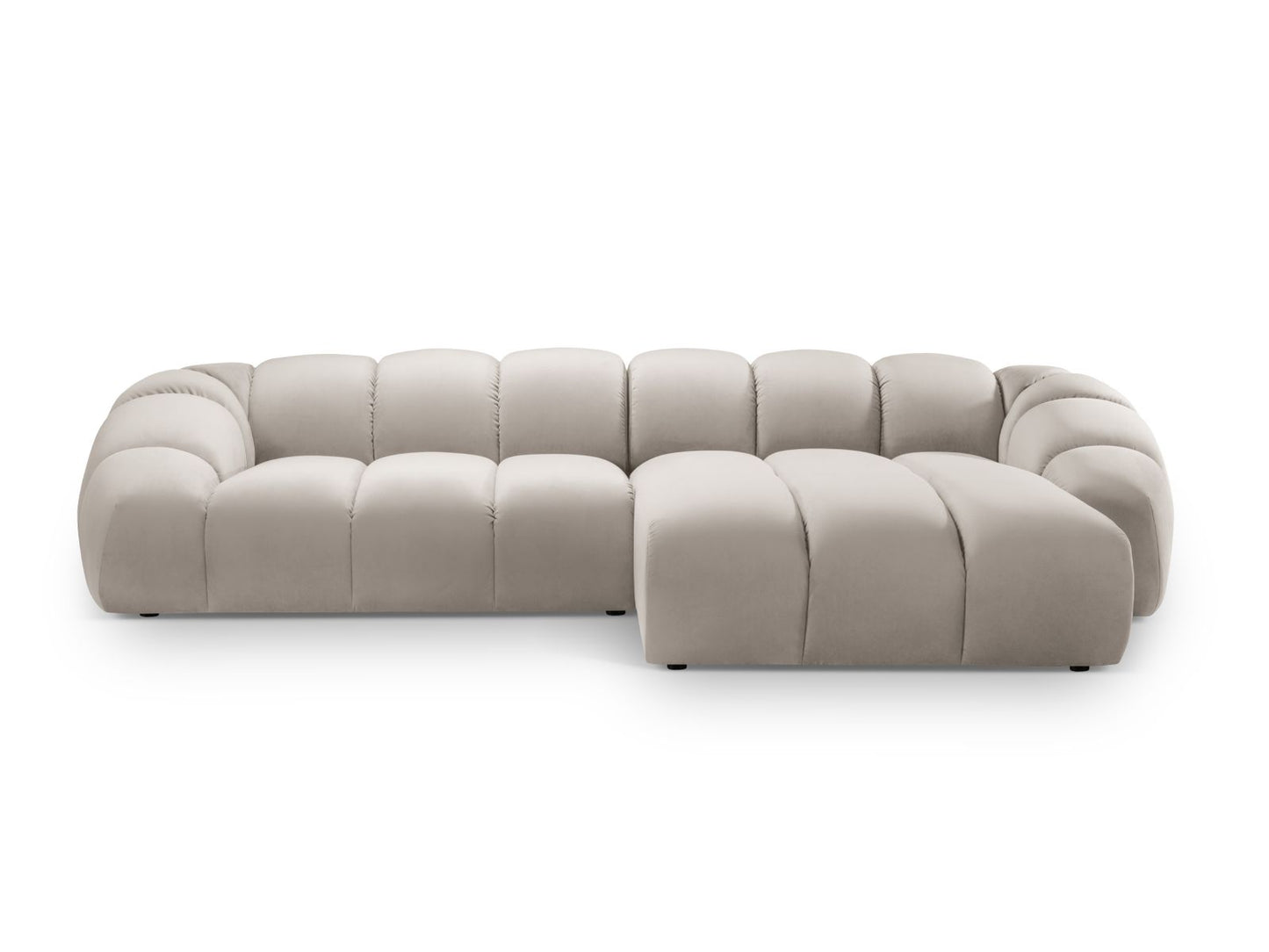 Diana — Corner Sofa Beige (Salvador 1) Black Plastic Right
