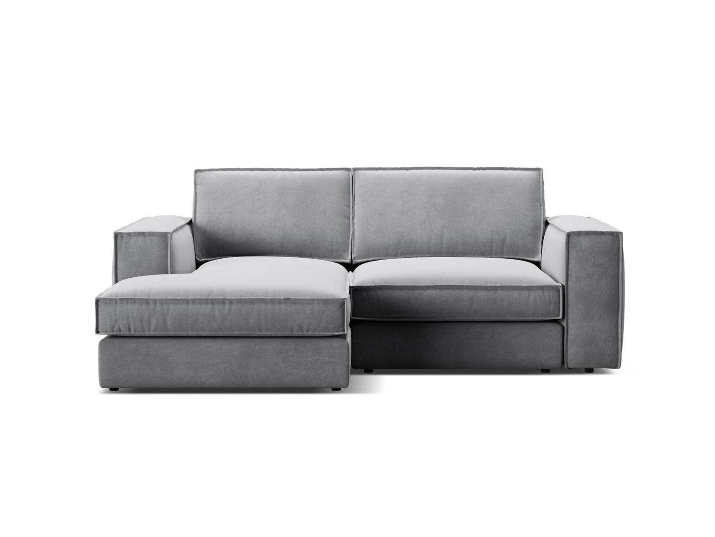 Pola — Corner Sofa Grey (Salvador 17) Black Plastic Left