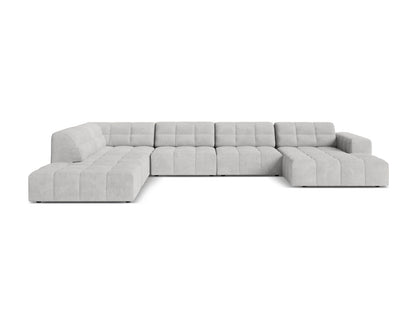 Jennifer — Panoramic Sofa Silver (Eden 17 Silver) Black Plastic Left