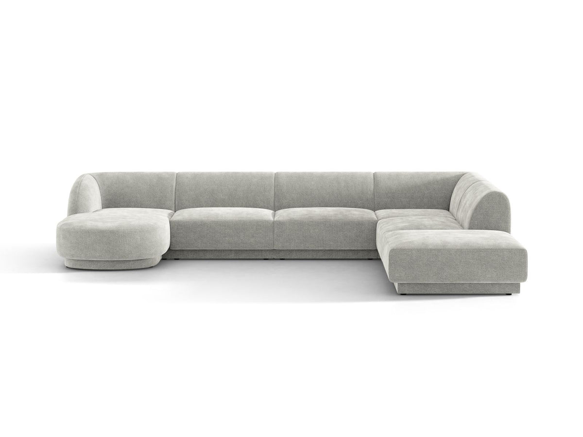 Miley — Panoramic Sofa Silver (Eden 17 Silver) Black Plastic Right