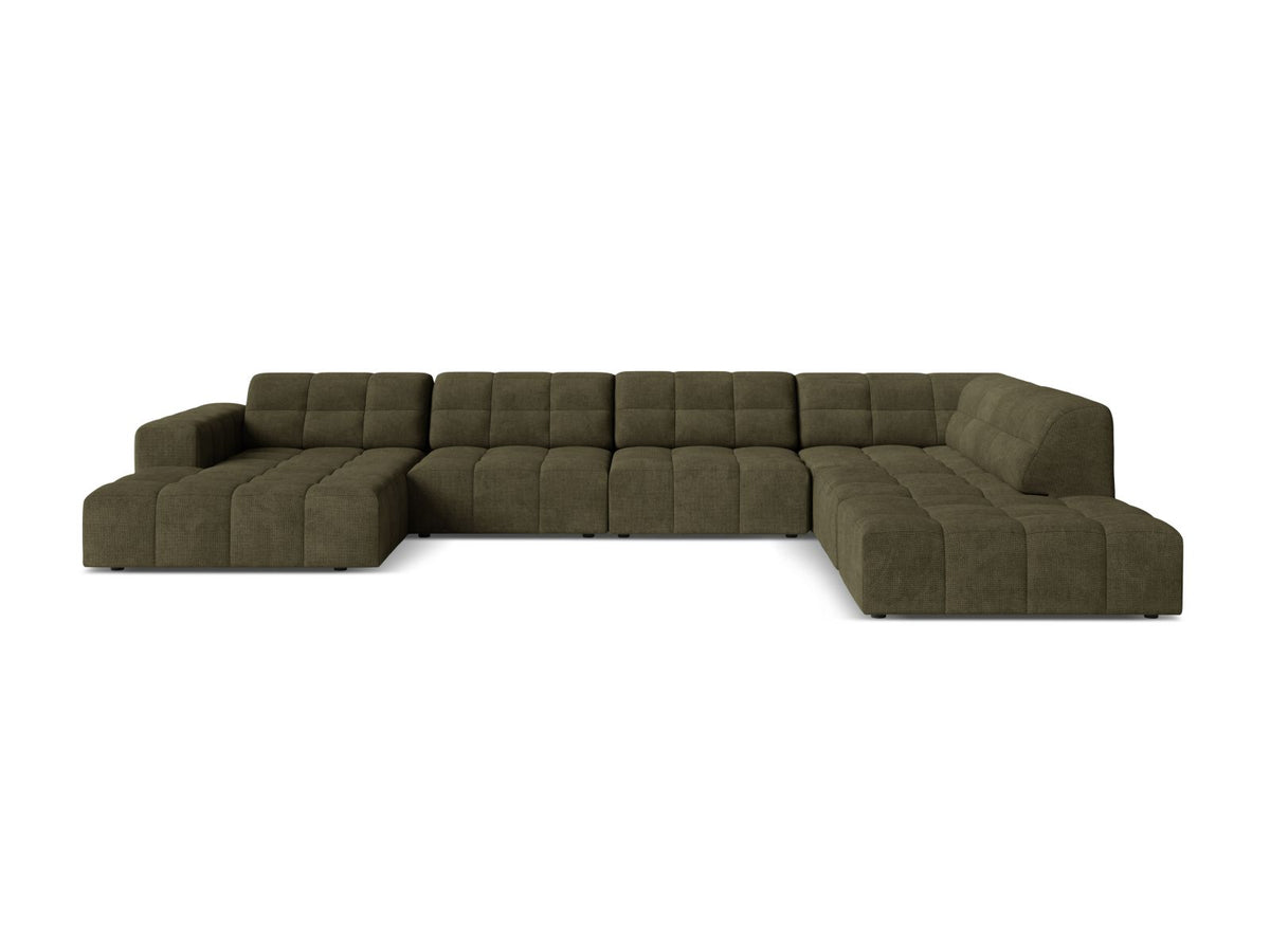 Jennifer — Panoramic Sofa Green (Eden 12 Olive) Black Plastic Right