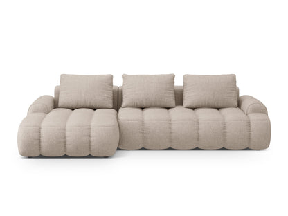 Linz — Corner Sofa Sand (Sorella 05) Black Plastic Left