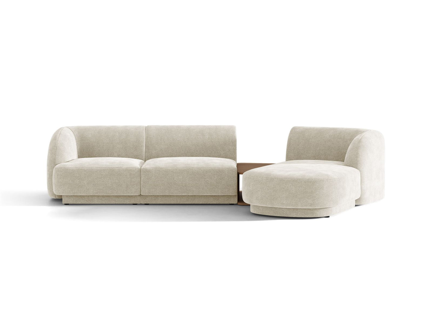 Miley — Sofa Light Beige (Eden 2 Pearl) Black Plastic Right
