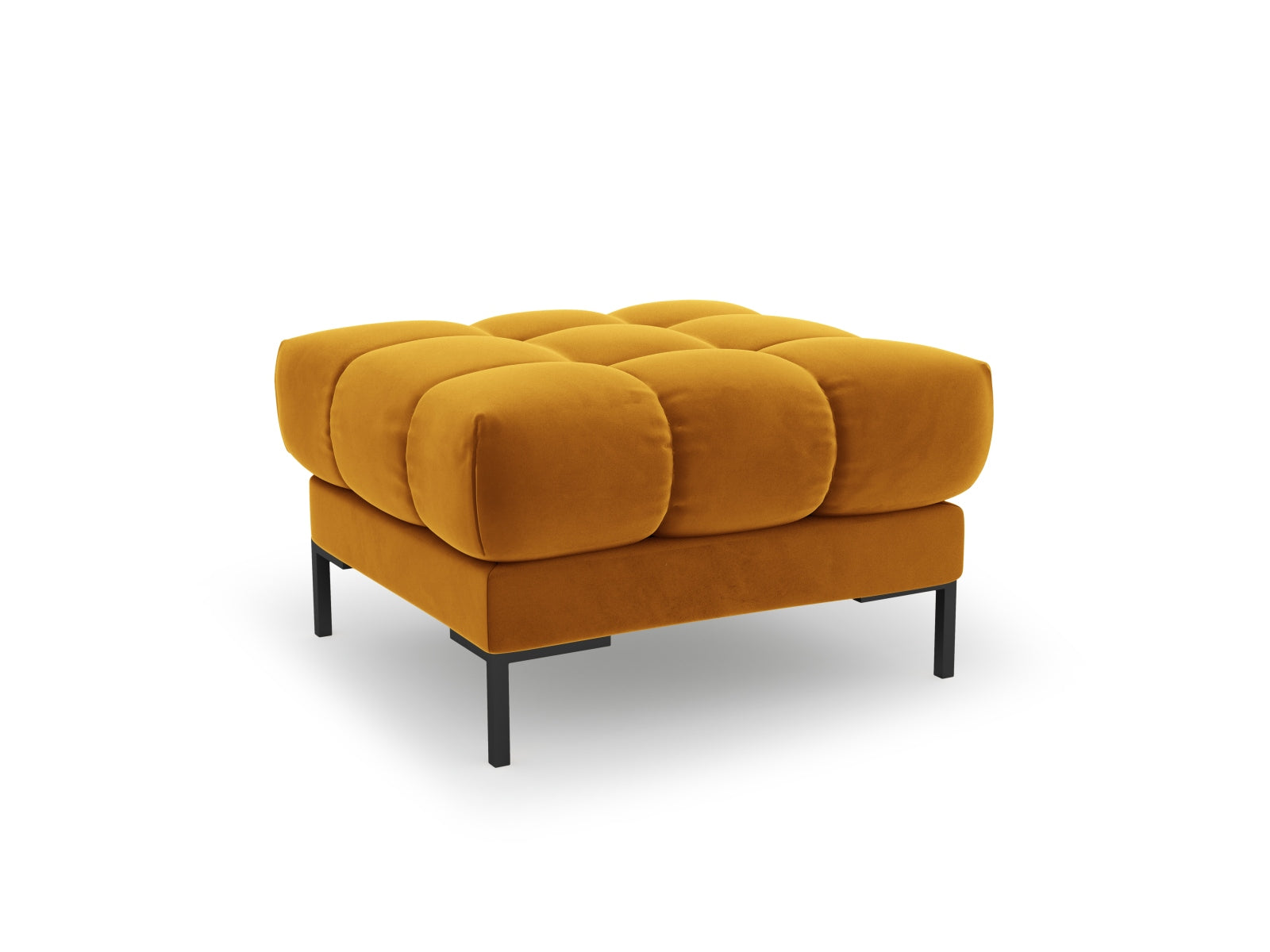Bali — Pouf Yellow (Bluvel 68) Black Metal