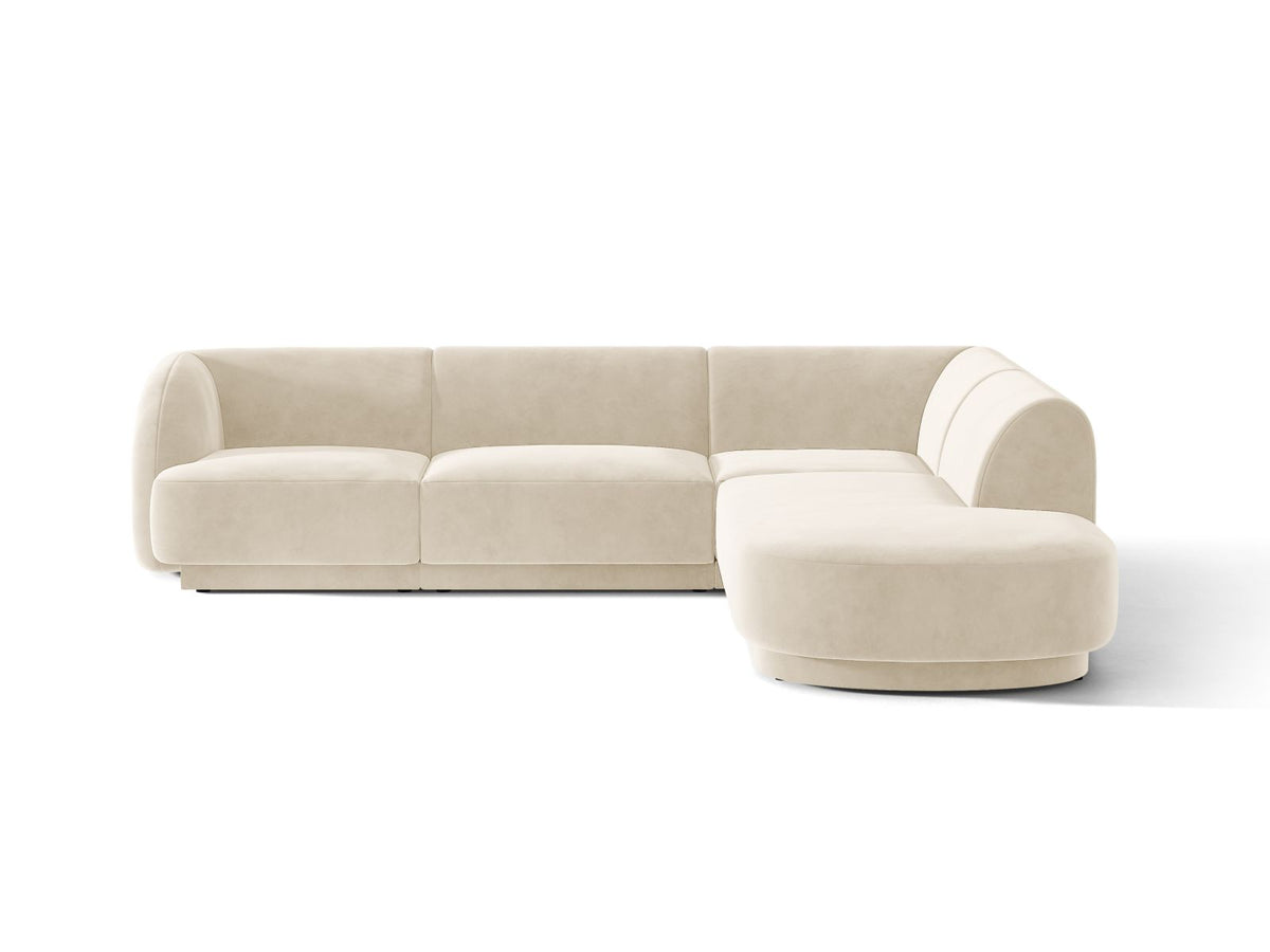 Miley — Corner Sofa Light Beige (Venus 2927) Black Plastic Right