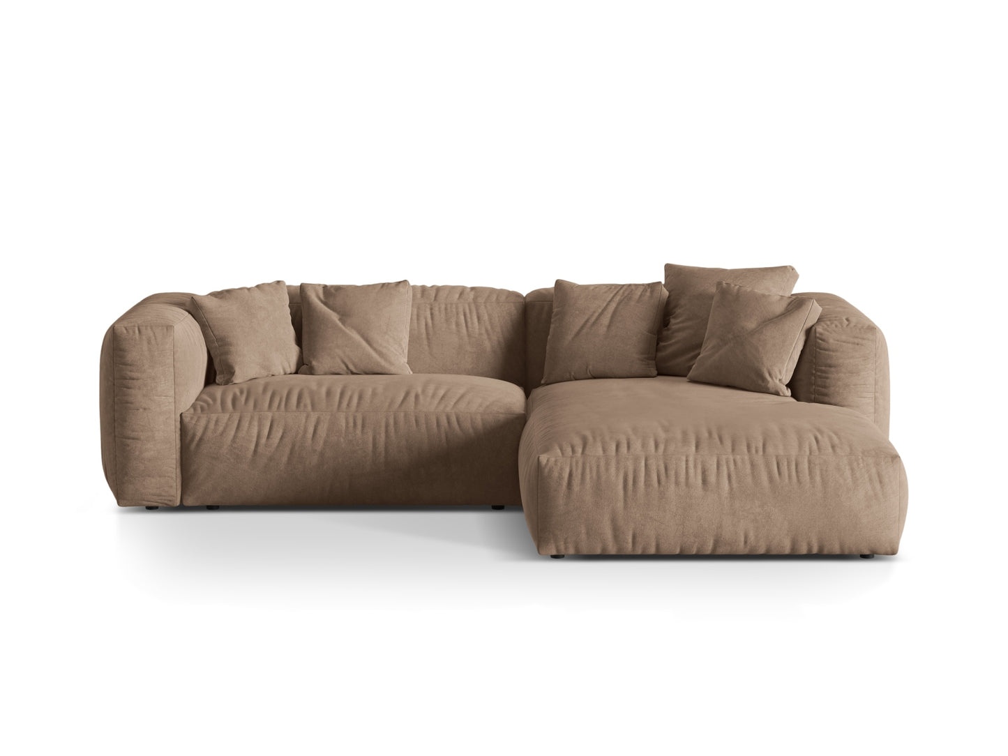 Martina — Corner Sofa Dark Beige (Vogue 3) Black Plastic Right