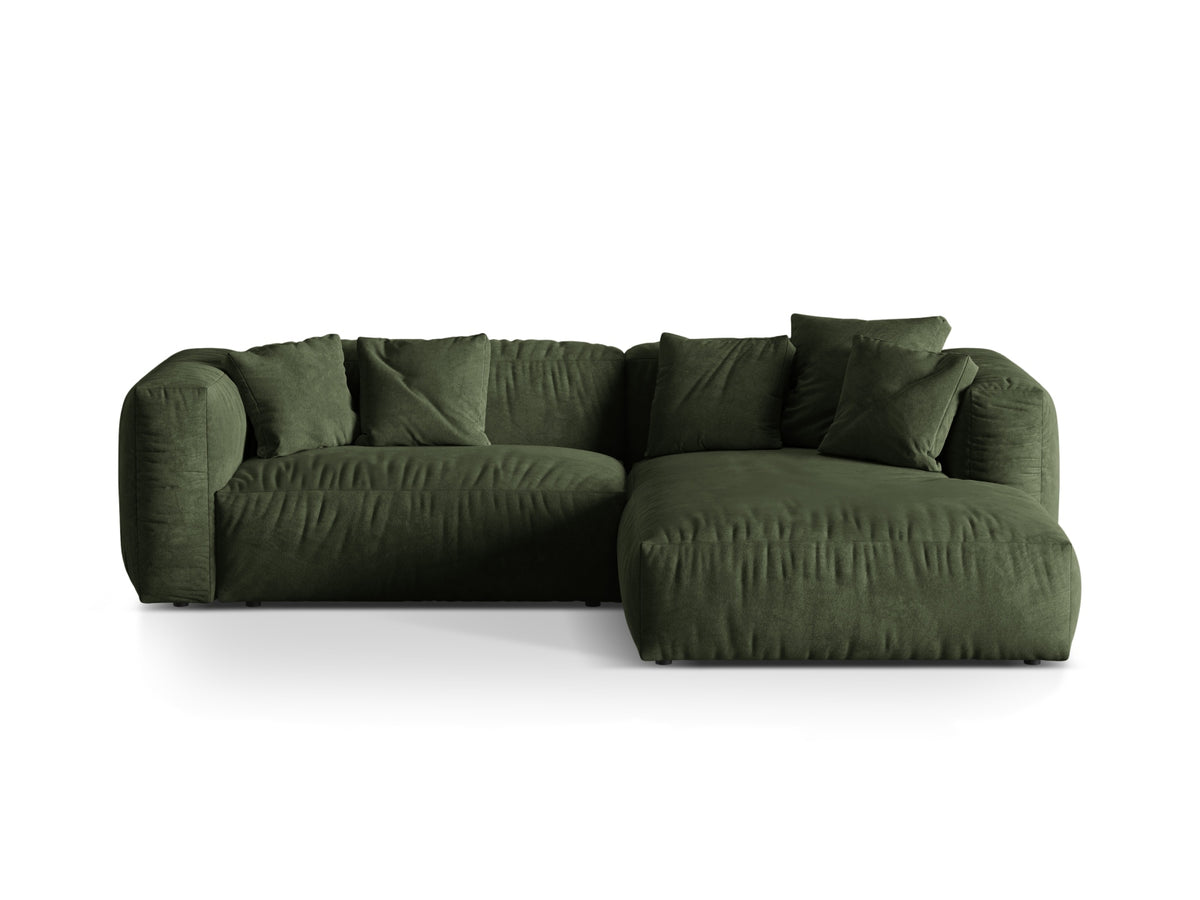 Martina — Corner Sofa Green (Vogue 11) Black Plastic Right