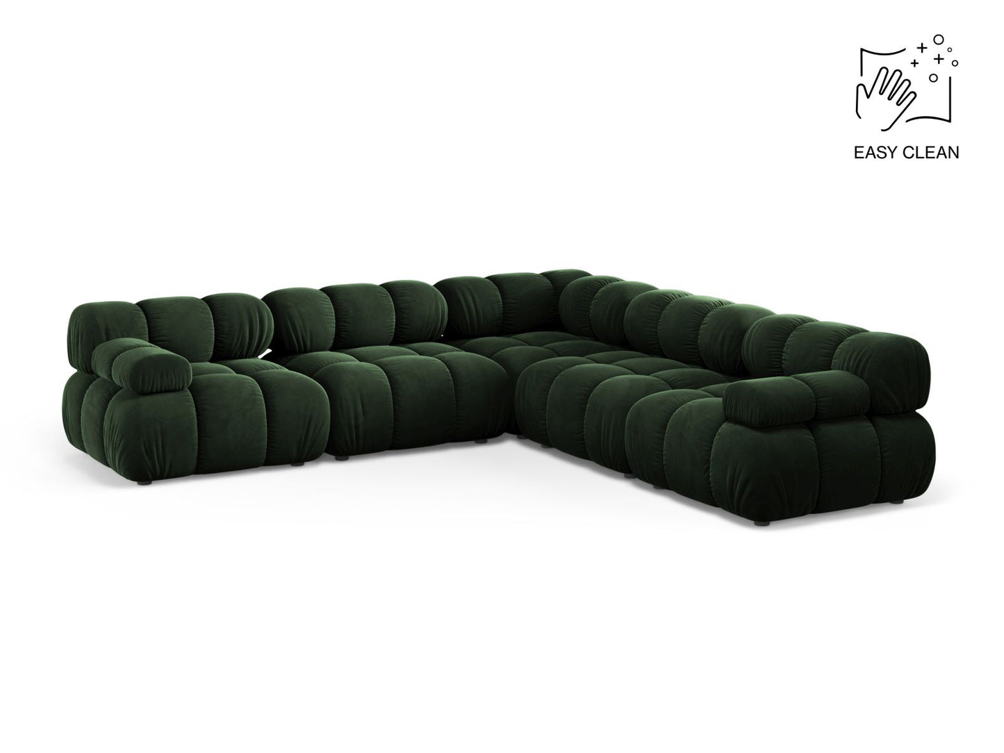 Bellis — Corner Sofa Bottle Green (Venus 2940) Black Plastic