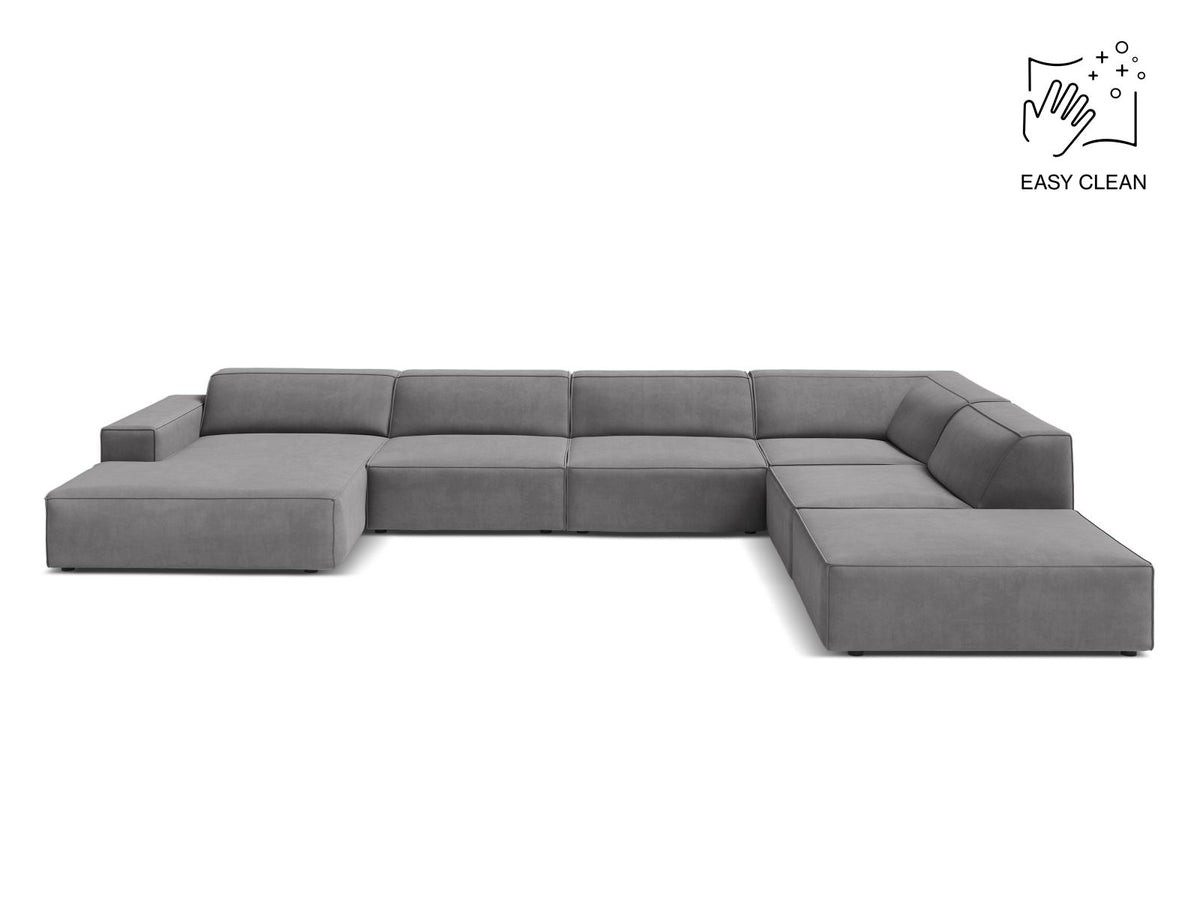 Jodie — Panoramic Sofa Light Grey (Venus 2929) Black Plastic Right