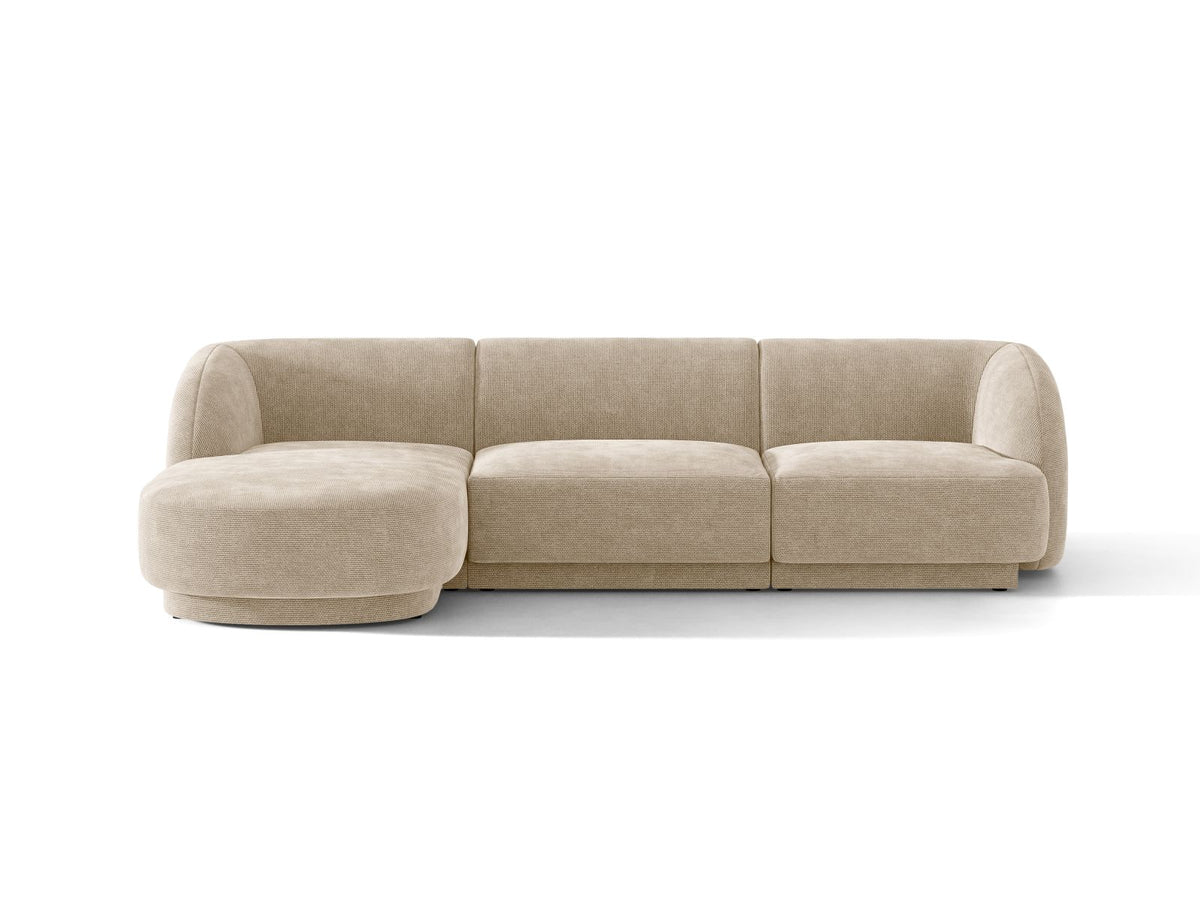 Miley — Corner Sofa Beige (Eden 3 Cream) Black Plastic Left
