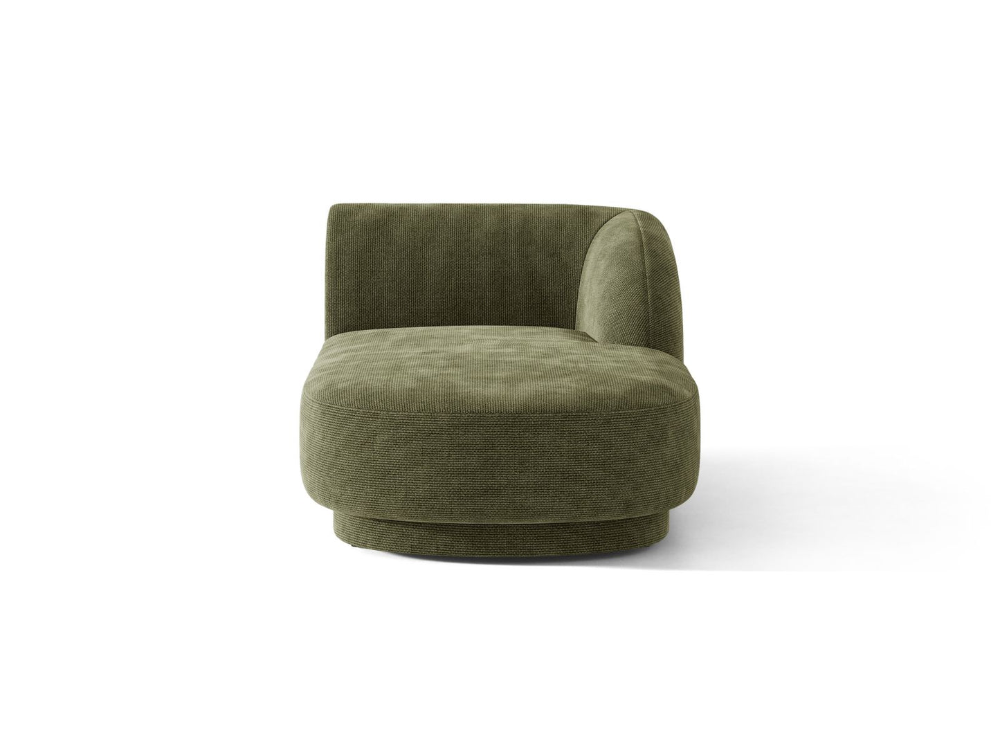 Miley — Chaise Longue Green (Eden 12 Olive) Black Plastic Right