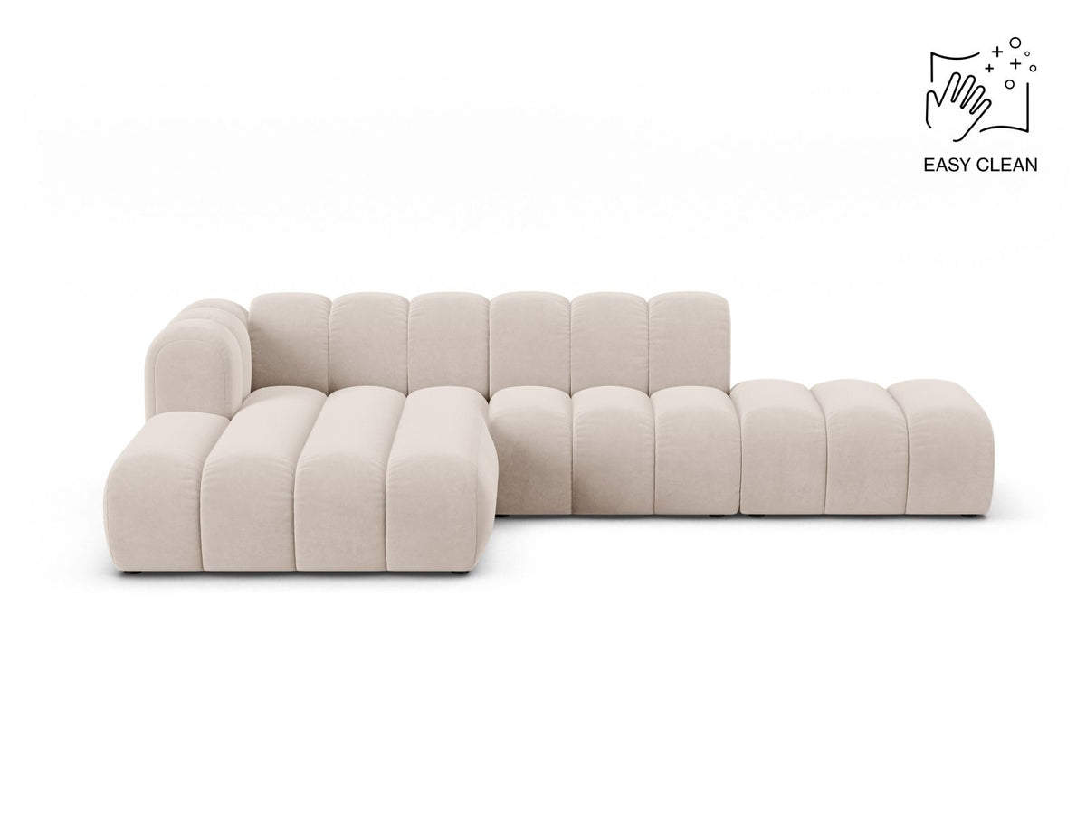 Lupine — Corner Sofa Light Beige (Venus 2927) Black Plastic Left
