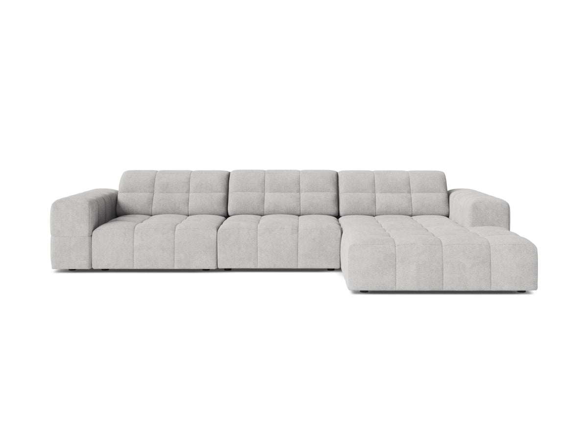 Jennifer — Corner Sofa Silver (Eden 17 Silver) Black Plastic Right