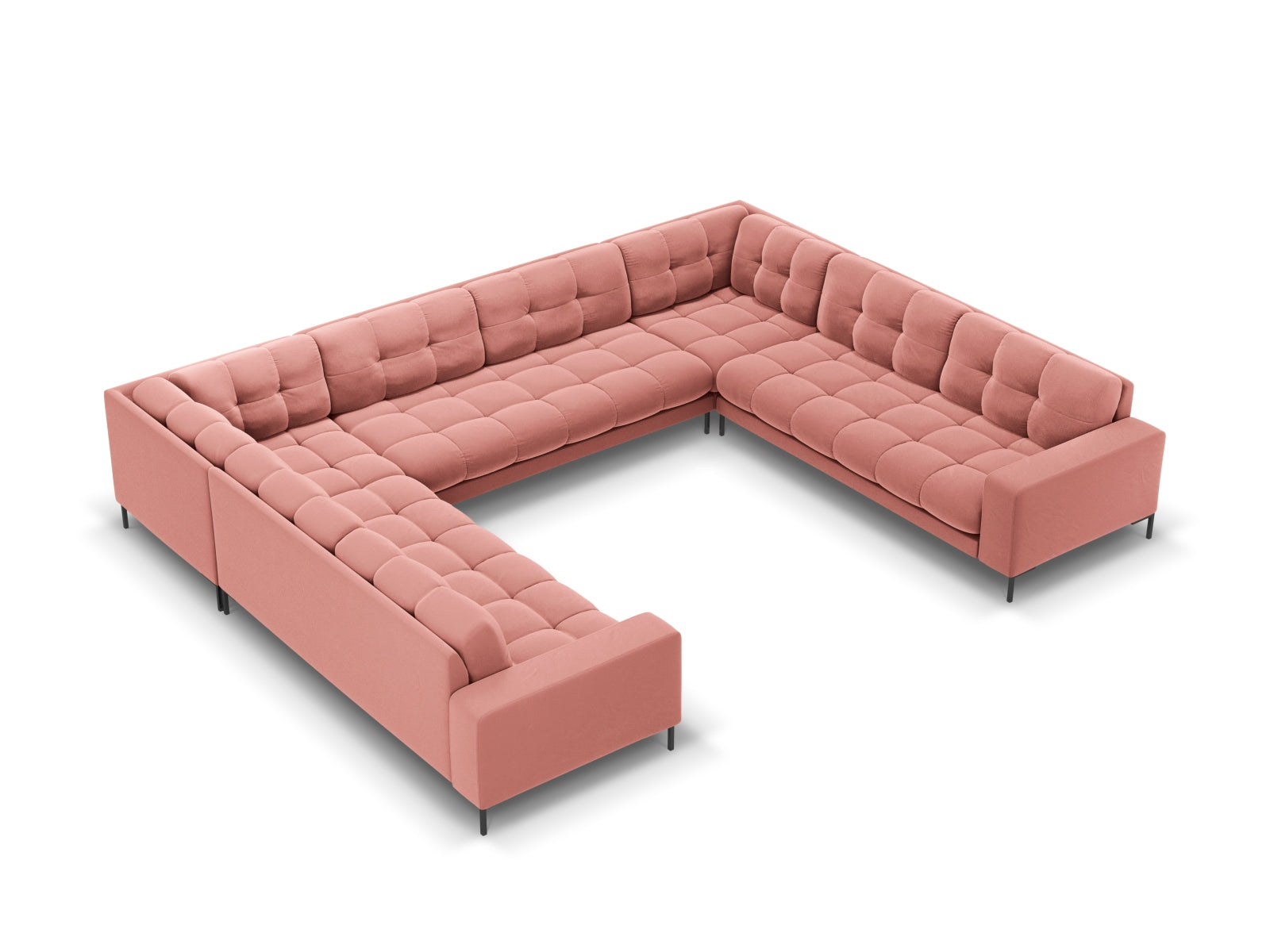 Bali — Panoramic Sofa Pink (Bluvel 52) Black Metal