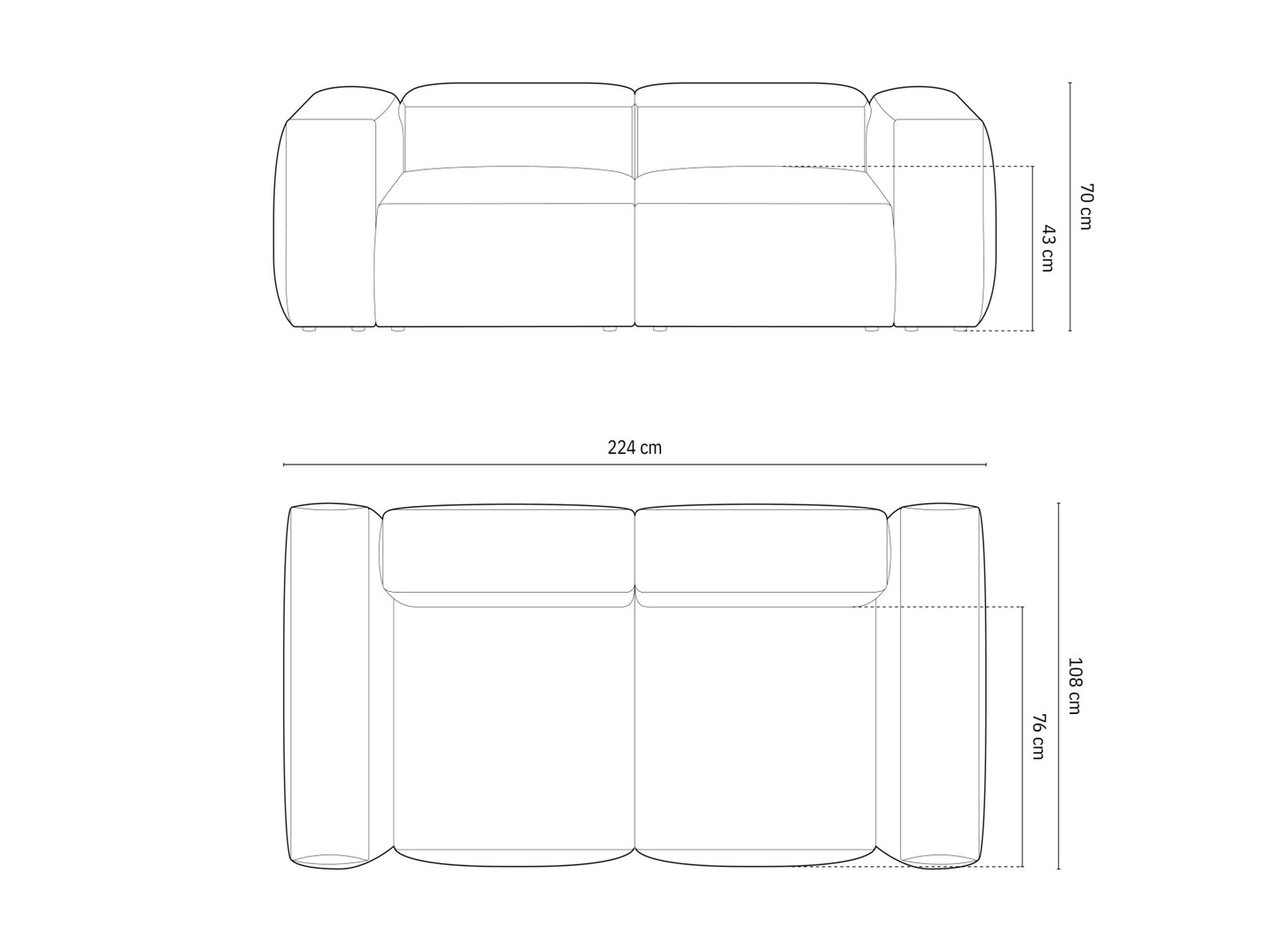 Bergamo — Sofa (224x108x70 cm)