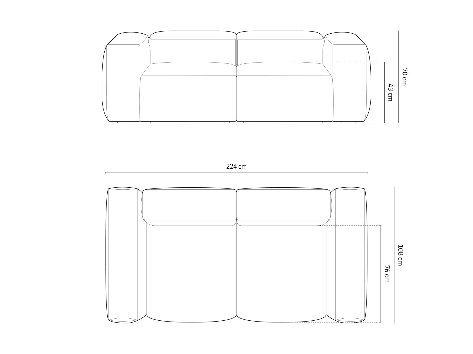 Bergamo — Sofa (224x108x70 cm)