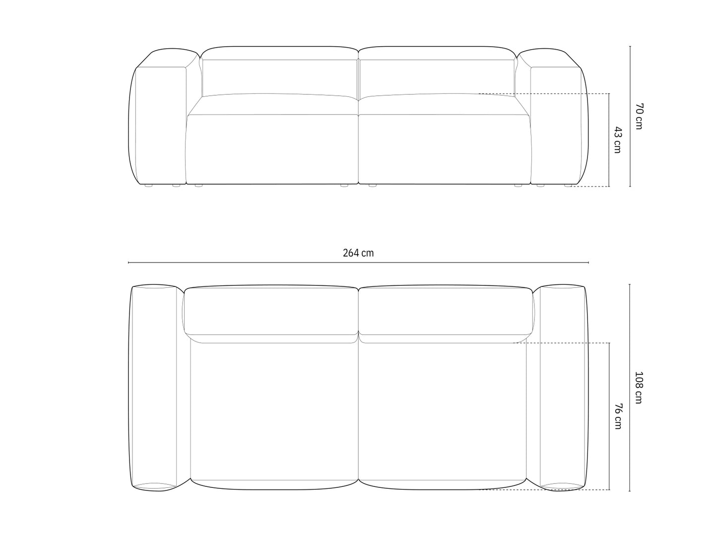 Bergamo — Sofa (264x108x70 cm)