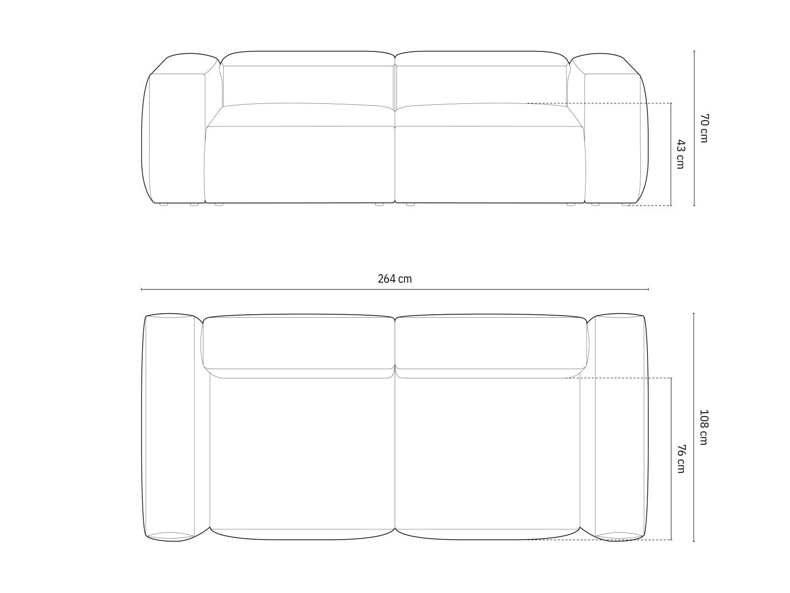 Bergamo — Sofa (264x108x70 cm)