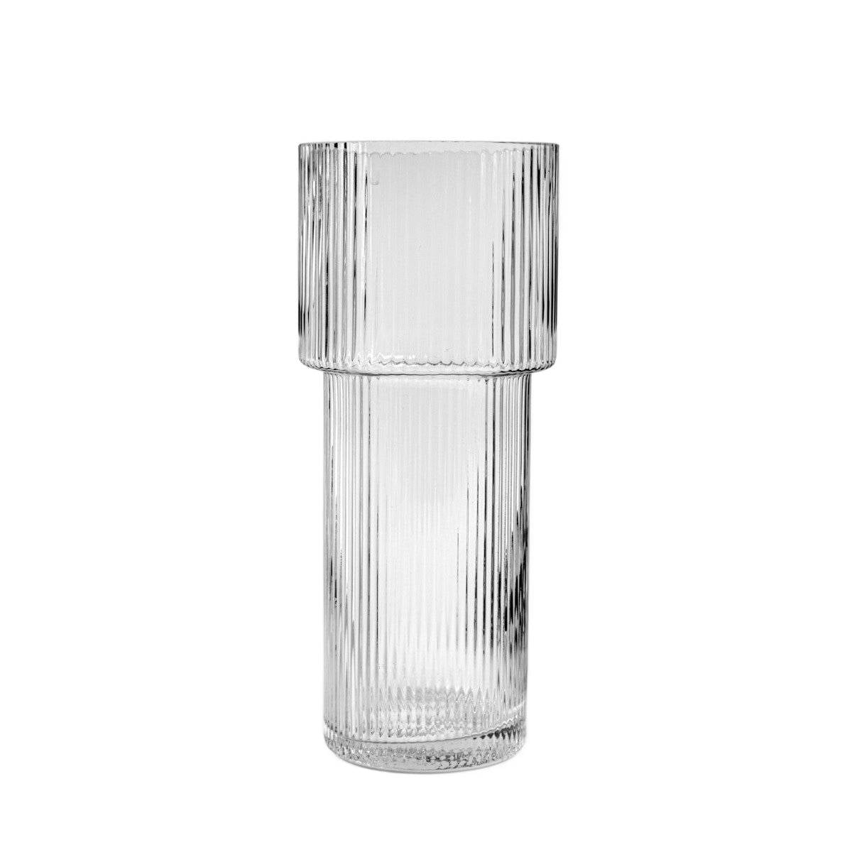 LIMPID Transparent Glass Vase with Geometric Pattern 8x12x8cm