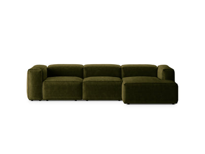 Bergamo — Corner Sofa Green (Perla 60) Black Plastic Right