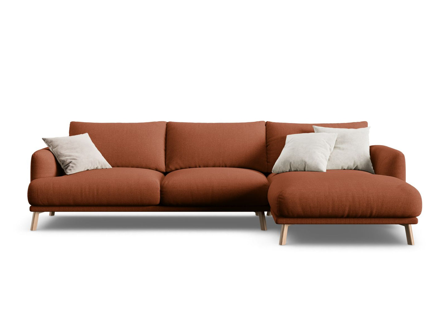 Naomi — Corner Sofa Brick (Liberty 9) Wood Right