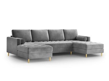 Aspen — Panoramic Sofa Grey (Salvador 17) Gold Metal