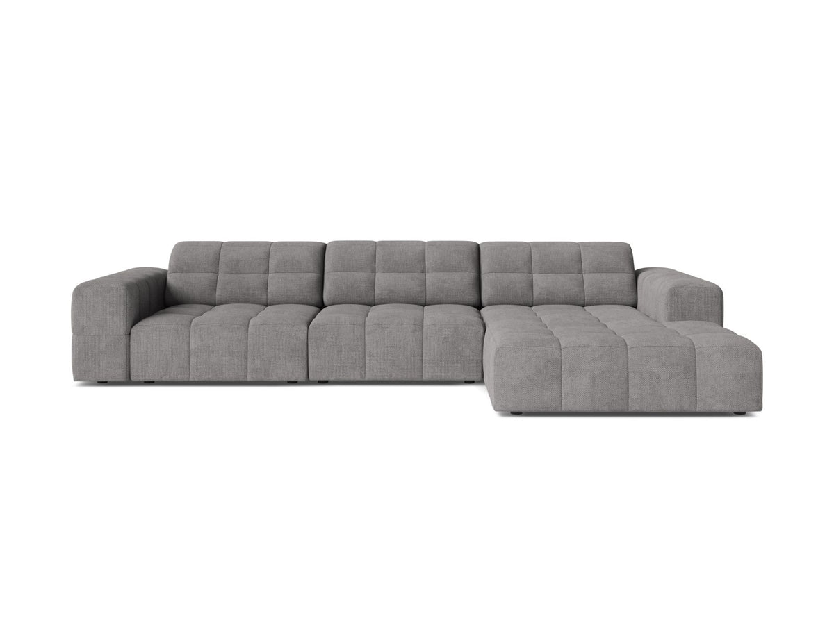 Jennifer — Corner Sofa Light Grey (Eden 18 Grey) Black Plastic Right