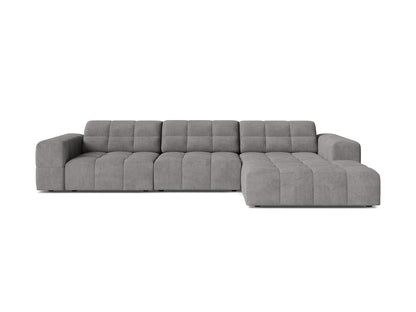 Jennifer — Corner Sofa Light Grey (Eden 18 Grey) Black Plastic Right