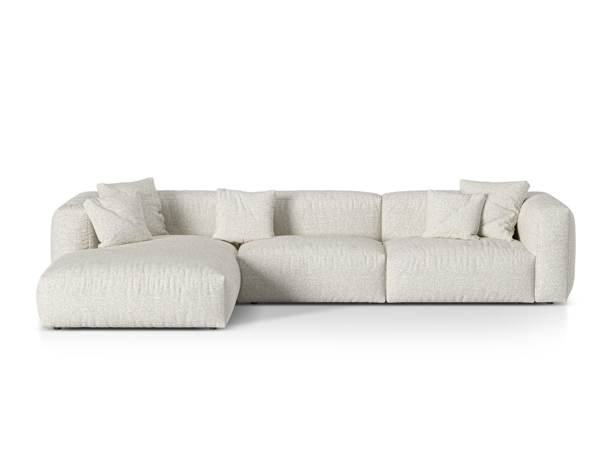 Martina — Corner Sofa Grey Beige Melange (Monet Pearl) Black Plastic Left
