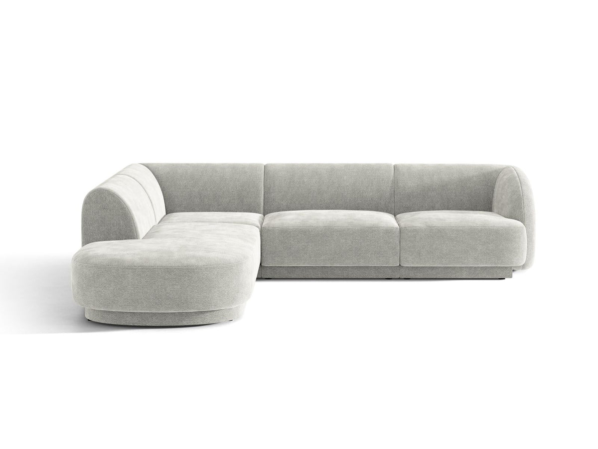 Miley — Corner Sofa Silver (Eden 17 Silver) Black Plastic Left