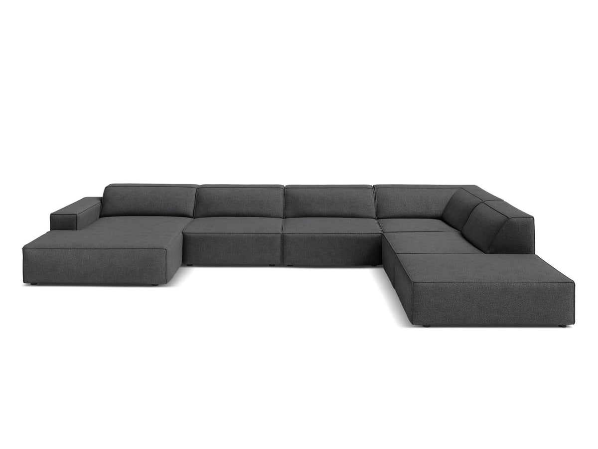 Jodie — Panoramic Sofa Dark Grey (Baloo 2083) Black Plastic Right